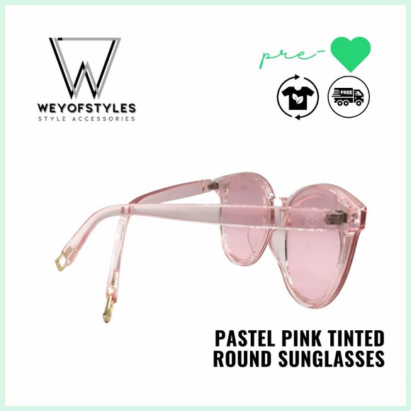 Accessories - RETRO PASTEL PINK TINTED ROUND SUNGLASSES